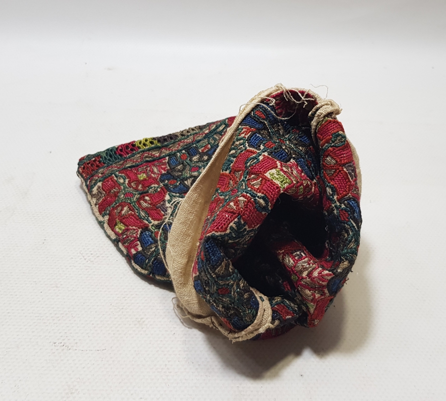 OSMANLI DÖNEMİ İKİ TARAFI İŞLEMELİ ÇOK NADİR BÜYÜK BOY GELİN HAMAM KESESİ