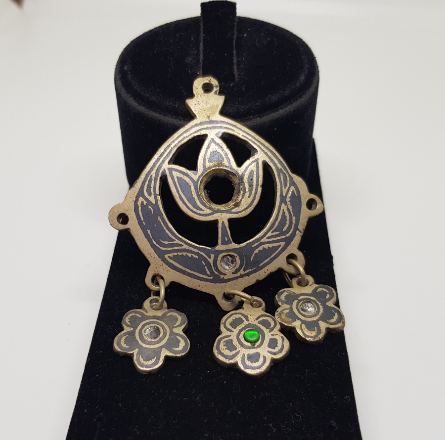 ÜZERİNDE VAN LALESİ GÖRSELİ BULUNAN SAVAT İŞÇİLİKLİ OSMANLI BÜYÜK BOY ARMUDİ KOLYE