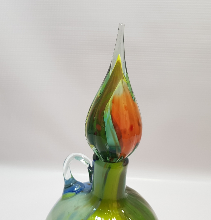 KUBBELİ FORMDA YAPILMIŞ ÜFLEME CAMDAN MAMUL ANTİKA MURANO ŞERBETLİK