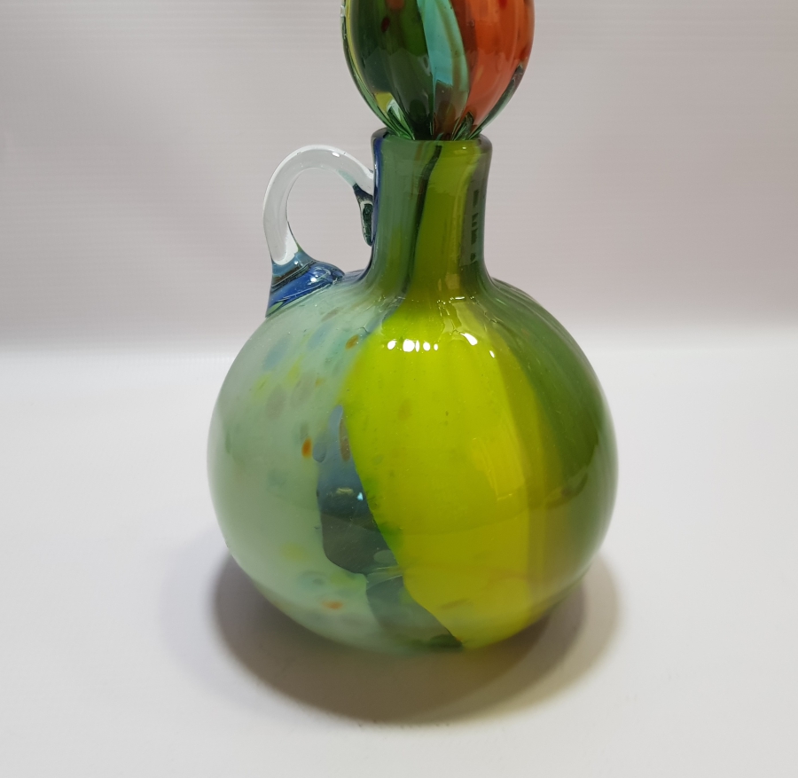 KUBBELİ FORMDA YAPILMIŞ ÜFLEME CAMDAN MAMUL ANTİKA MURANO ŞERBETLİK