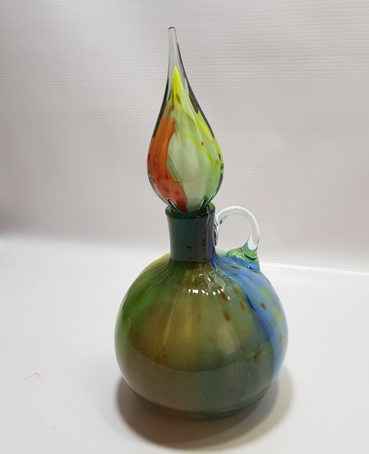 KUBBELİ FORMDA YAPILMIŞ ÜFLEME CAMDAN MAMUL ANTİKA MURANO ŞERBETLİK