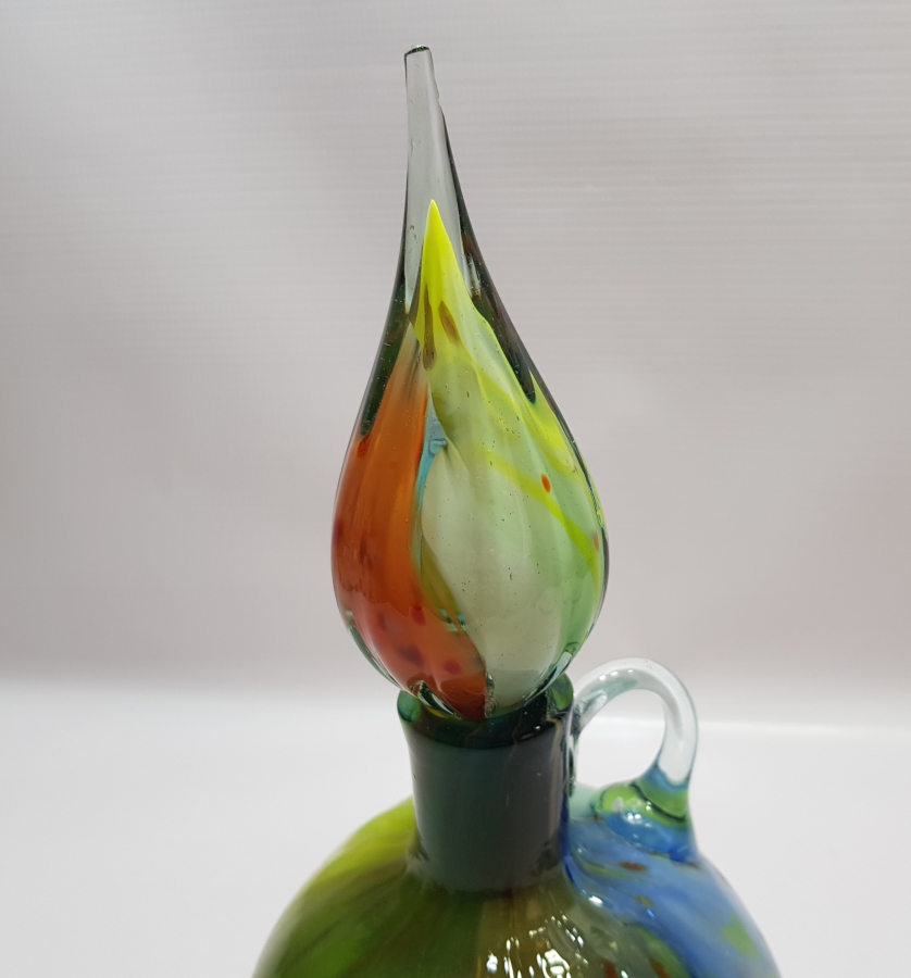 KUBBELİ FORMDA YAPILMIŞ ÜFLEME CAMDAN MAMUL ANTİKA MURANO ŞERBETLİK