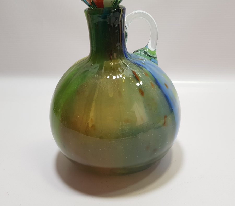 KUBBELİ FORMDA YAPILMIŞ ÜFLEME CAMDAN MAMUL ANTİKA MURANO ŞERBETLİK