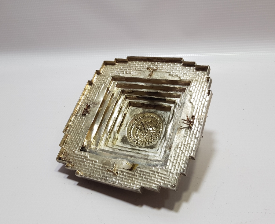 GÜMÜŞ KAPLAMA ANTİKA METAL MASA ÜSTÜ OBJESİ