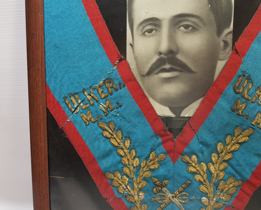 GÜMÜŞ SIRMA İŞÇİLİKLİ TAMAMI EL YAPIMI ANTİKA MASONİK BOYUN BAĞI