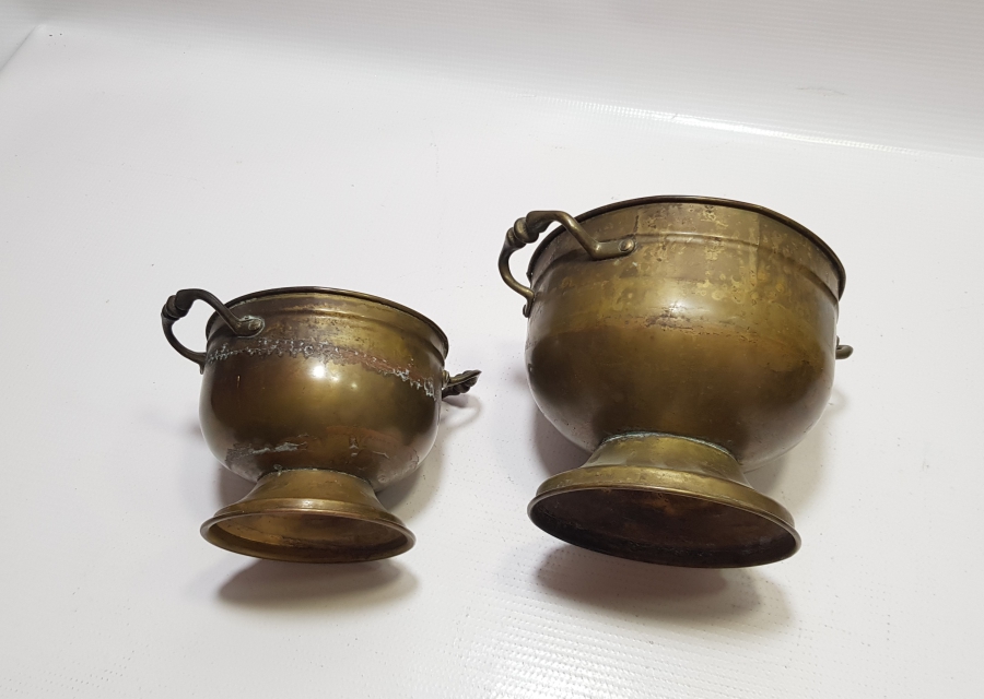 AVRUPA YAPIMI İKİ ADET TUTMAÇLI BAKIR KASE