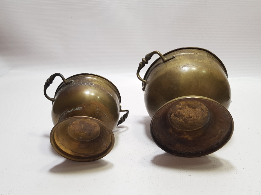 AVRUPA YAPIMI İKİ ADET TUTMAÇLI BAKIR KASE