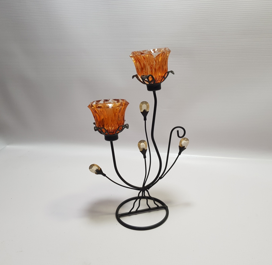 FERFORJE İŞÇİLİKLİ DEKORATİF MUMLUK - ŞAMDAN