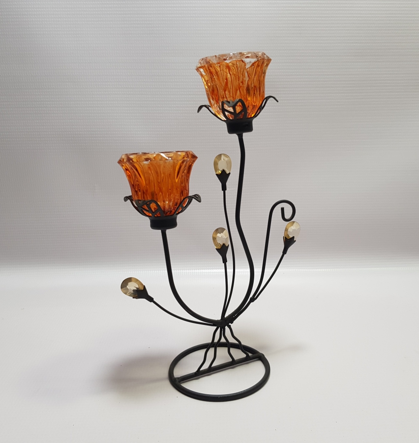 FERFORJE İŞÇİLİKLİ DEKORATİF MUMLUK - ŞAMDAN