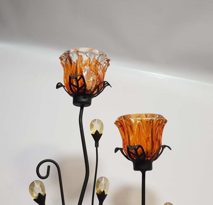 FERFORJE İŞÇİLİKLİ DEKORATİF MUMLUK - ŞAMDAN