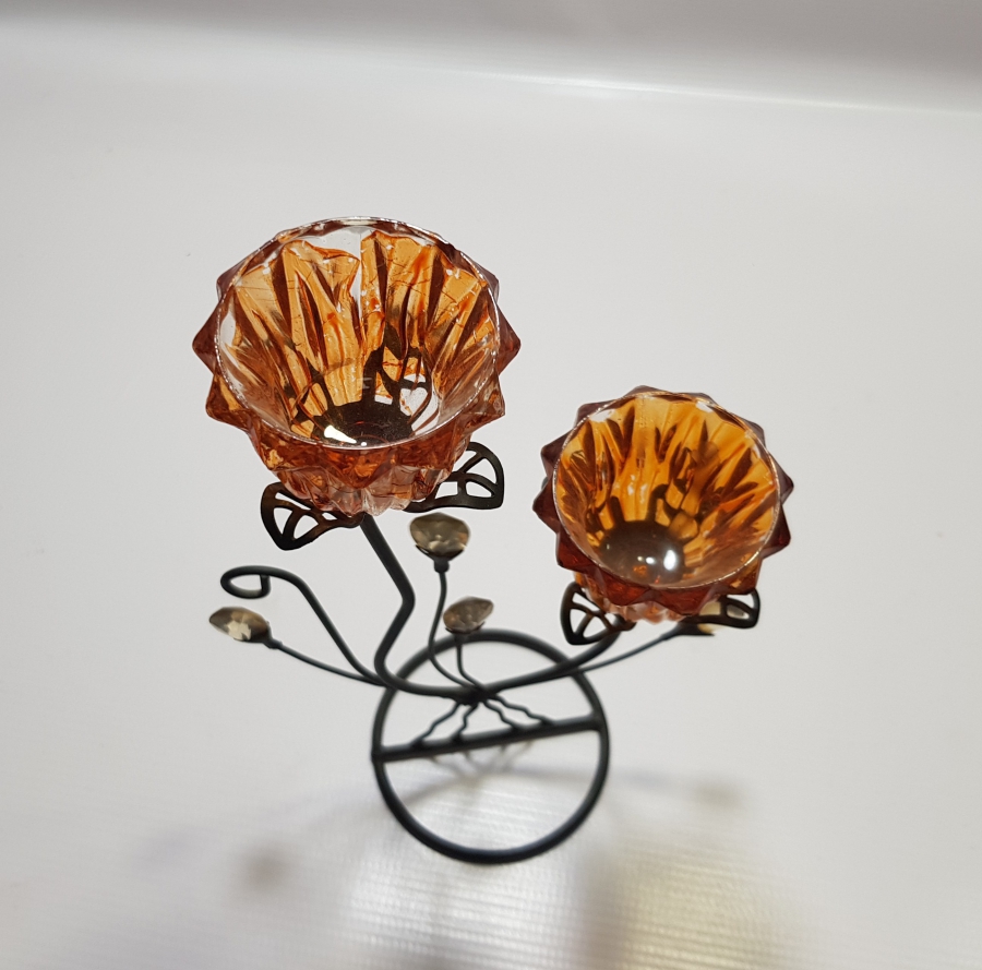 FERFORJE İŞÇİLİKLİ DEKORATİF MUMLUK - ŞAMDAN