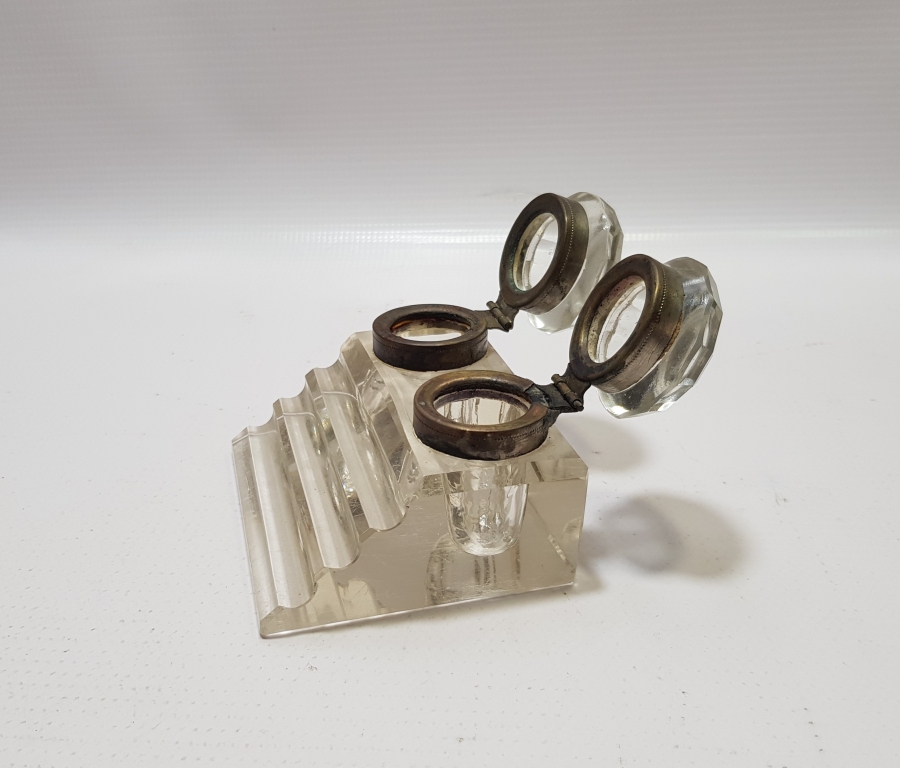 OSMANLI DÖNEMİ ÇİFT HAZNELİ KAPAKLI MASA HOKKASI