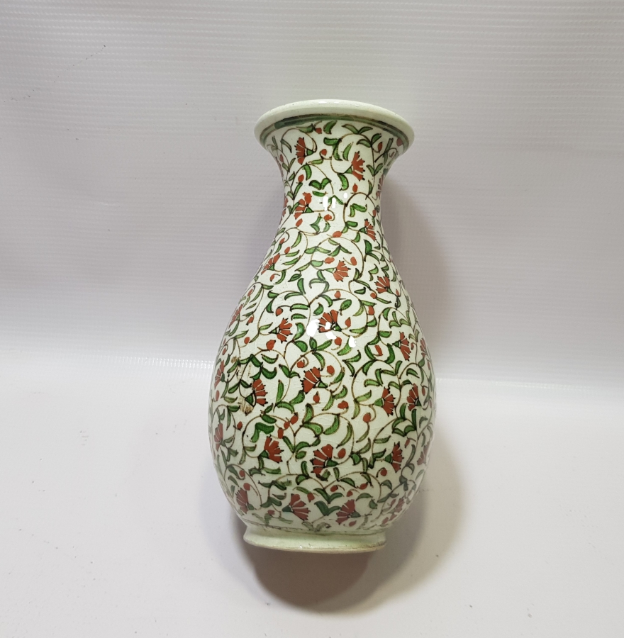 OSMANLI DÖNEMİ NADİR RENKTE MEŞHUR KAFANFİLLİ BÜYÜK BOY İZNİK VAZO