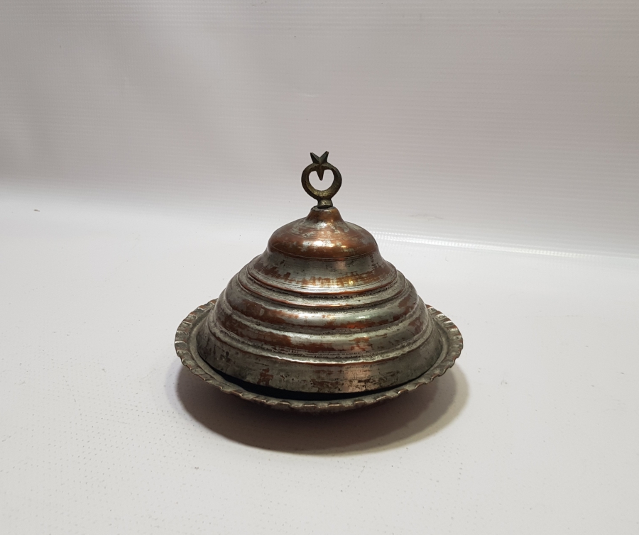 OSMANLI DÖNEMİ AY YILDIZ TUTMAÇLI KAPAKLI LENGER