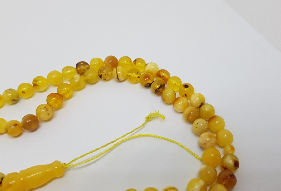 EL YAPIMI USTA İŞİ NADİR DAMLA KEHRİBAR NAMAZ TESPİHİ