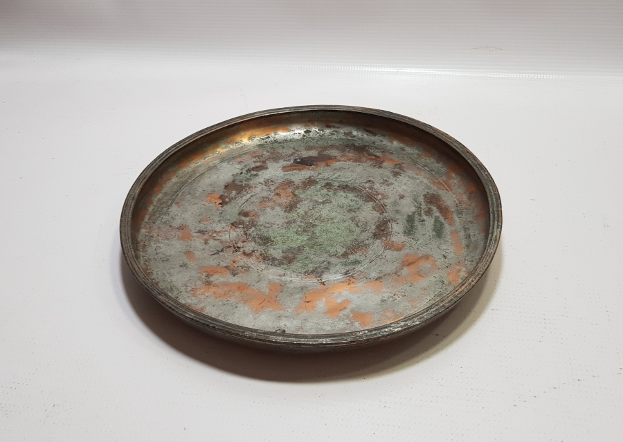 OSMANLI DÖNEMİ KÜLÇE BAKIRDAN YAPILMIŞ ÇOK NADİR YIĞMA KENAR BAKIR TEPSİ