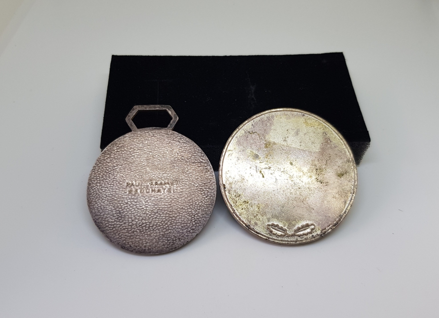 GÜMÜŞ KAPLAMA İKİ ADET ANTİKA AVRUPA MADALYON