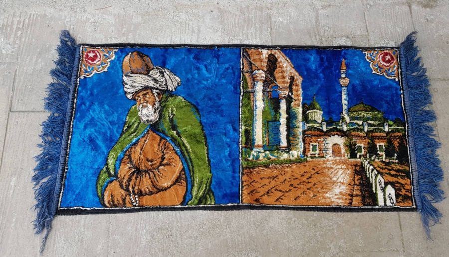 HZ MEVLANA RESİMLİ NADİR DUVAR HALISI
