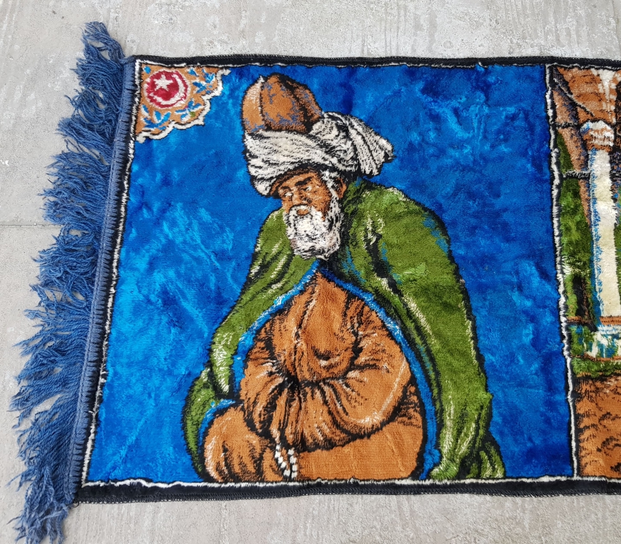 HZ MEVLANA RESİMLİ NADİR DUVAR HALISI