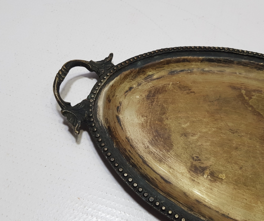 OSMANLI DÖNEMİ GÜMÜŞ KAPLAMA KAHVE TEPSİSİ