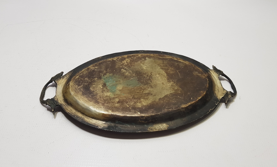 OSMANLI DÖNEMİ GÜMÜŞ KAPLAMA KAHVE TEPSİSİ