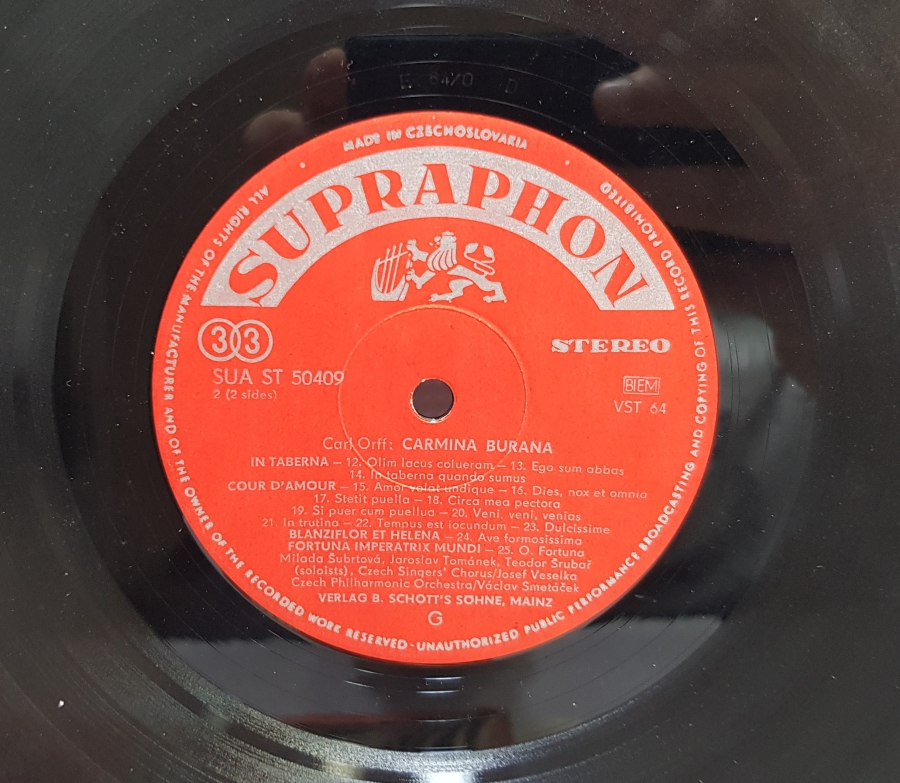 ÇEK FLARMONİK ORKESTRASI CARMINA BURANA SENFONİSİ LONG PLAY PLAK
