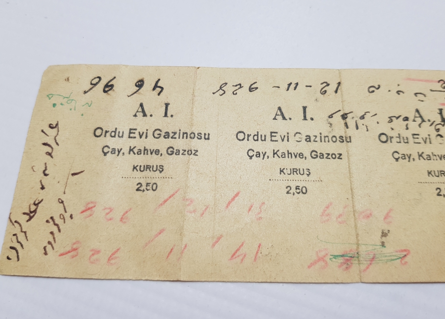 A.I. ORDU EVİ GAZİNOSU ÇAY, KAHVE, GAZOZ 2,5 KURUŞLUK 4 ADET MARKA FİŞİ - JETON