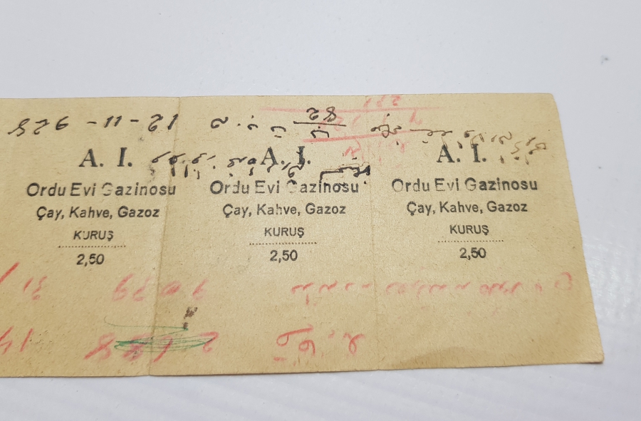 A.I. ORDU EVİ GAZİNOSU ÇAY, KAHVE, GAZOZ 2,5 KURUŞLUK 4 ADET MARKA FİŞİ - JETON