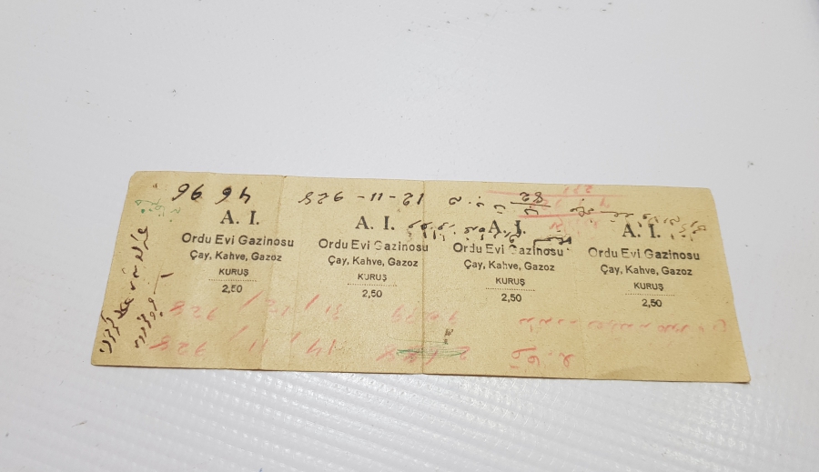 A.I. ORDU EVİ GAZİNOSU ÇAY, KAHVE, GAZOZ 2,5 KURUŞLUK 4 ADET MARKA FİŞİ - JETON