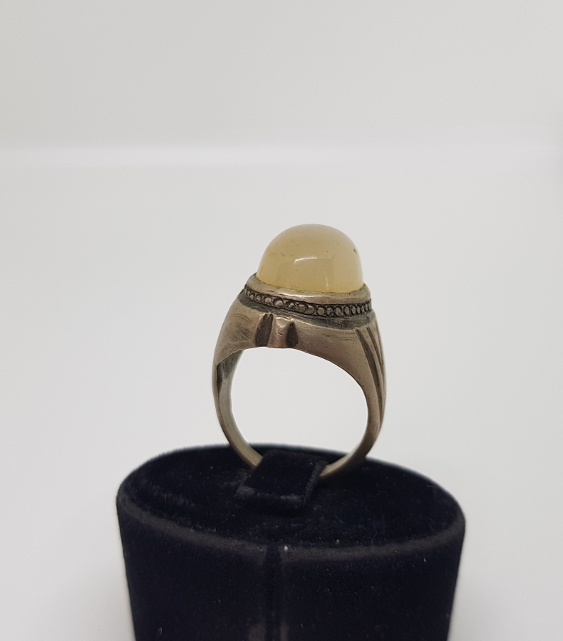 OSMANLI DÖNEMİ AY TAŞLI GÜMÜŞ YÜZÜK