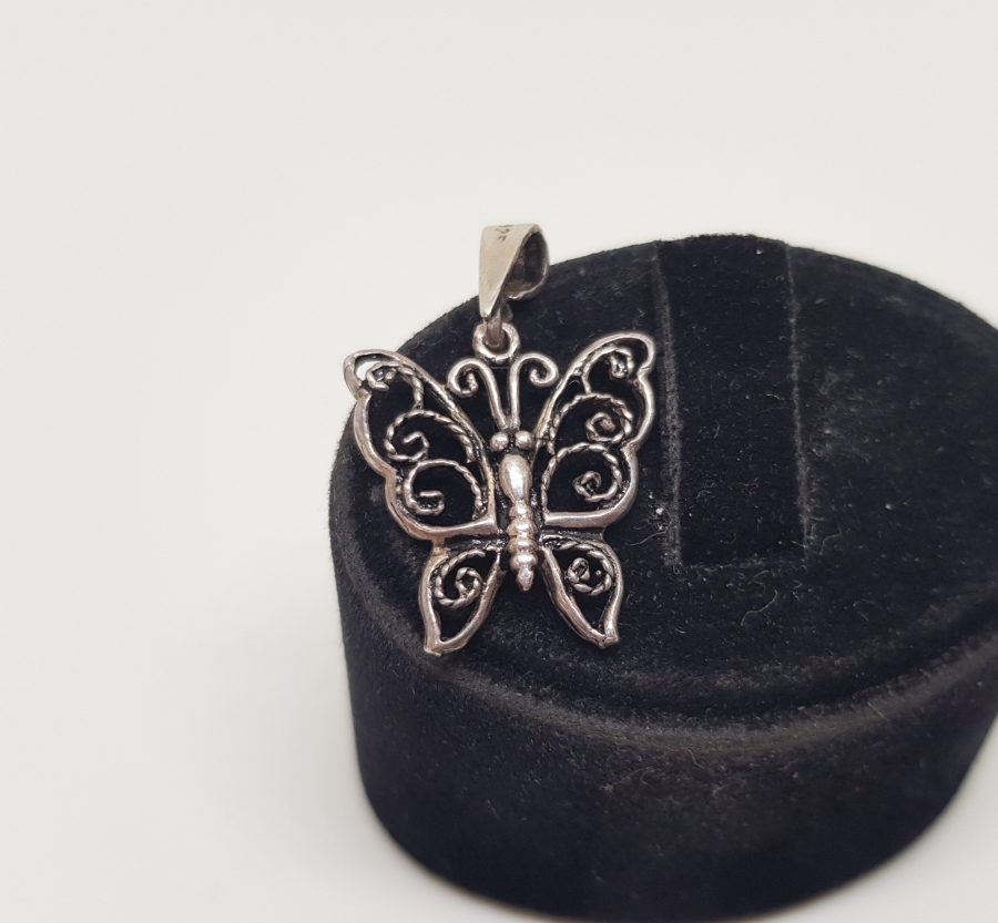 KELEBEK FORMLU GÜMÜŞ KOLYE UCU