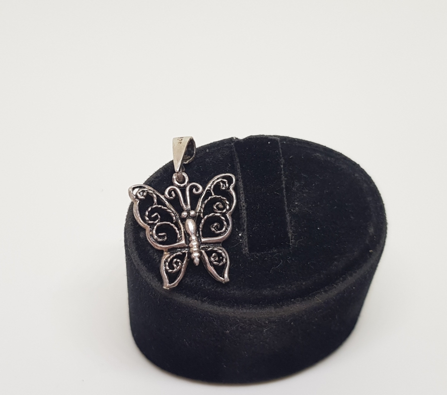 KELEBEK FORMLU GÜMÜŞ KOLYE UCU