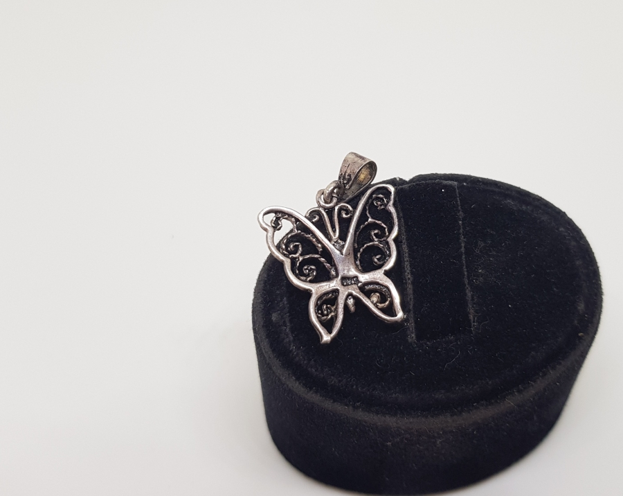 KELEBEK FORMLU GÜMÜŞ KOLYE UCU