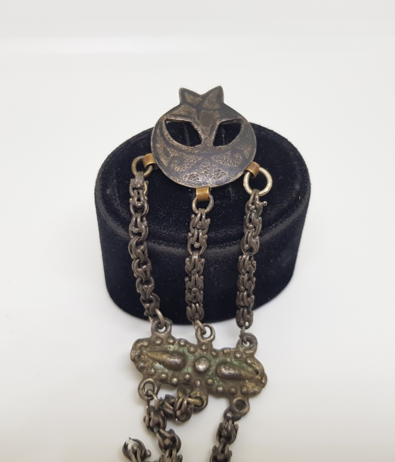 OSMANLI DÖNEMİ AY YILDIZLI GÜMÜŞ SAAT KÖSTEĞİ SALLAMASI