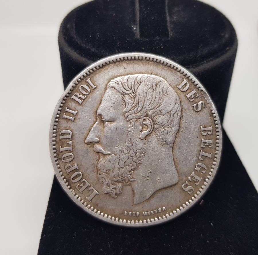 1869 BELÇİKA GÜMÜŞ 5 FRANK - ÇOK NADİR
