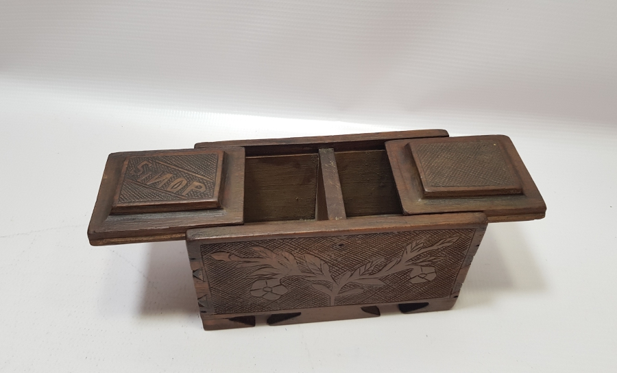 SİNOP CEZAEVİ İŞİ TAMAMI İŞLEMELİ ÇİFT GÖZLÜ KAHVE KUTUSU