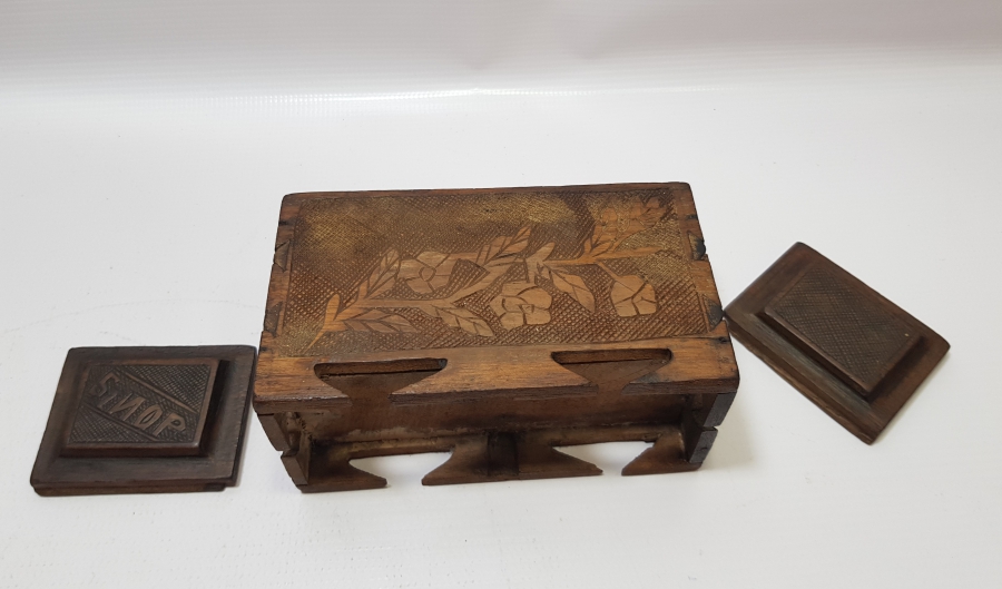 SİNOP CEZAEVİ İŞİ TAMAMI İŞLEMELİ ÇİFT GÖZLÜ KAHVE KUTUSU