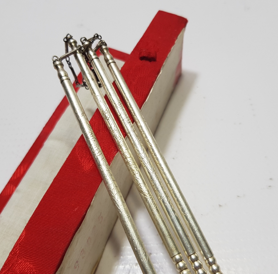 ANTİKA GÜMÜŞ KAPLAMA UZAKDOĞU YEMEK ÇUBUKLARI - CHOPSTİCKS