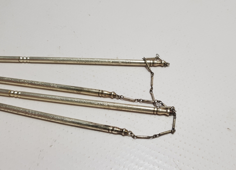 ANTİKA GÜMÜŞ KAPLAMA UZAKDOĞU YEMEK ÇUBUKLARI - CHOPSTİCKS