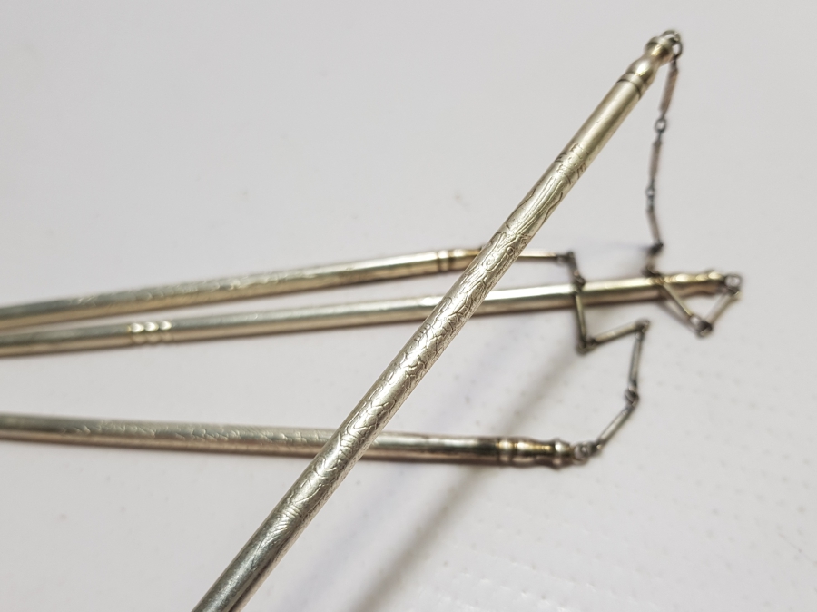 ANTİKA GÜMÜŞ KAPLAMA UZAKDOĞU YEMEK ÇUBUKLARI - CHOPSTİCKS