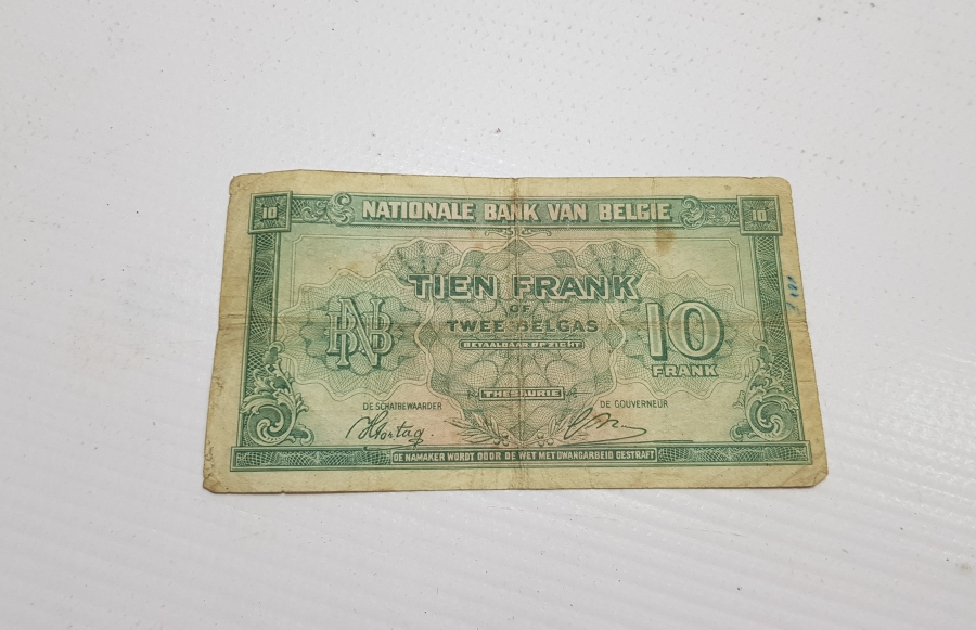 1943 BELÇİKA 10 FRANK KAĞIT PARA