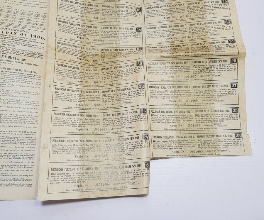 1906 TARİHLİ RUSÇA HİSSE SENEDİ