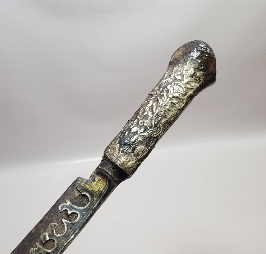 OSMANLI DÖNEMİ GÜMÜŞ SAPLI OSMANLICA YAZILI GİRİT YATAĞANI