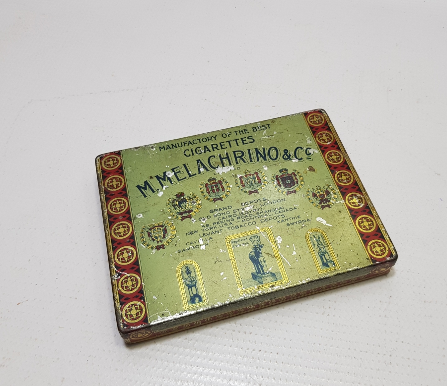 OSMANLI DÖNEMİ SAMSOUN VE SMYRNE YAZILI TENEKE SİGARA KUTUSU