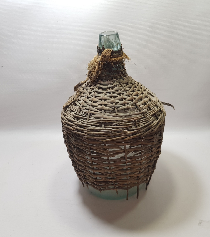 ORİJİNAL HASIRIYLA OSMANLI DÖNEMİ ZEYTİNYAĞI ŞİŞESİ