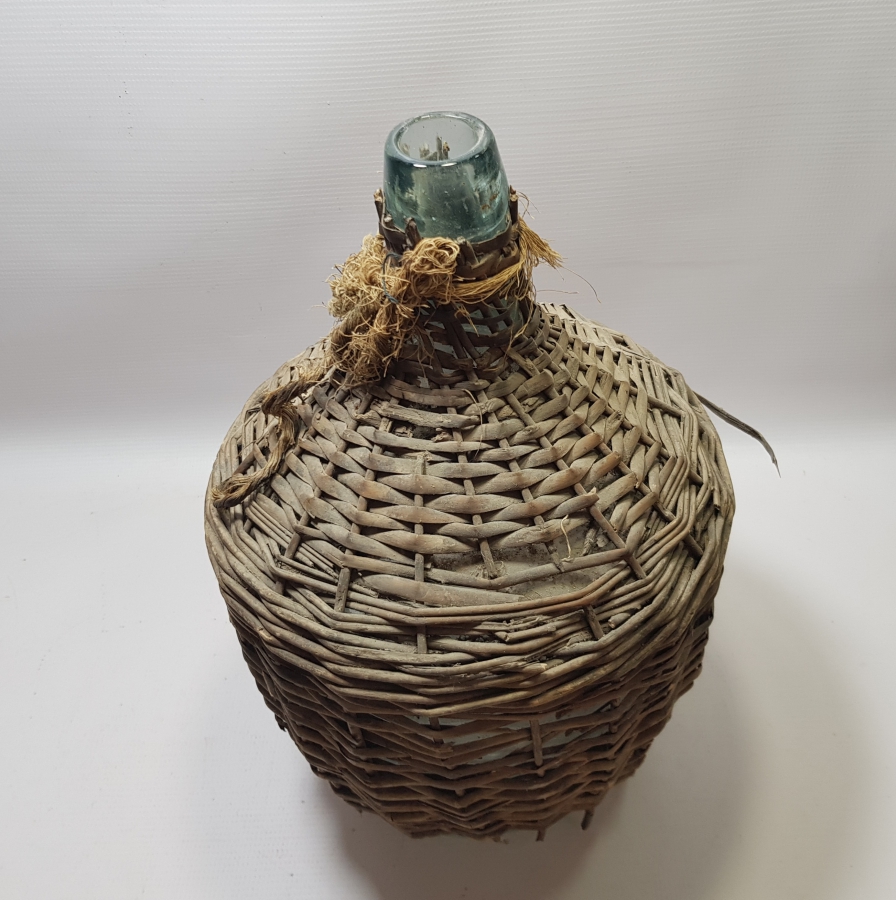 ORİJİNAL HASIRIYLA OSMANLI DÖNEMİ ZEYTİNYAĞI ŞİŞESİ