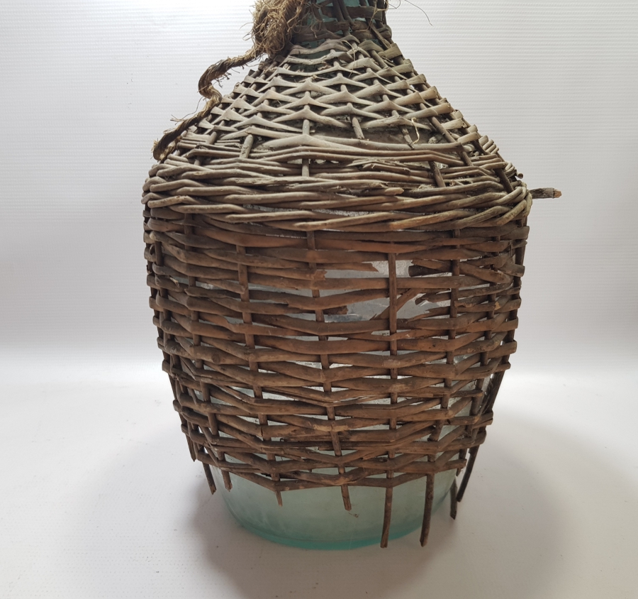 ORİJİNAL HASIRIYLA OSMANLI DÖNEMİ ZEYTİNYAĞI ŞİŞESİ