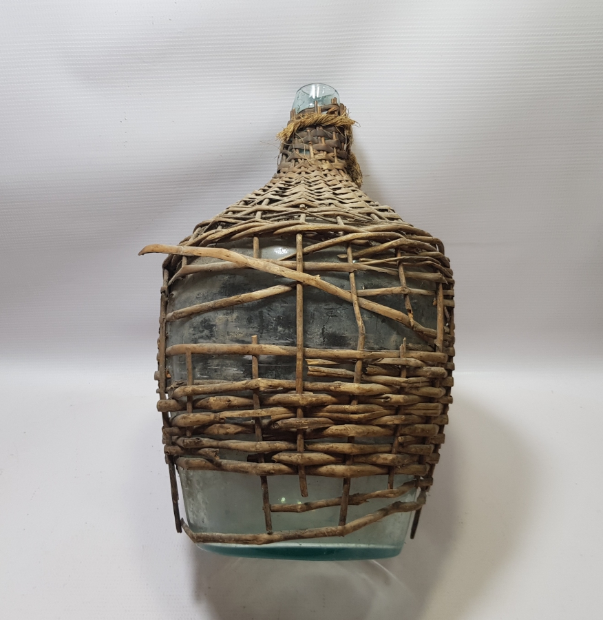 ORİJİNAL HASIRIYLA OSMANLI DÖNEMİ ZEYTİNYAĞI ŞİŞESİ