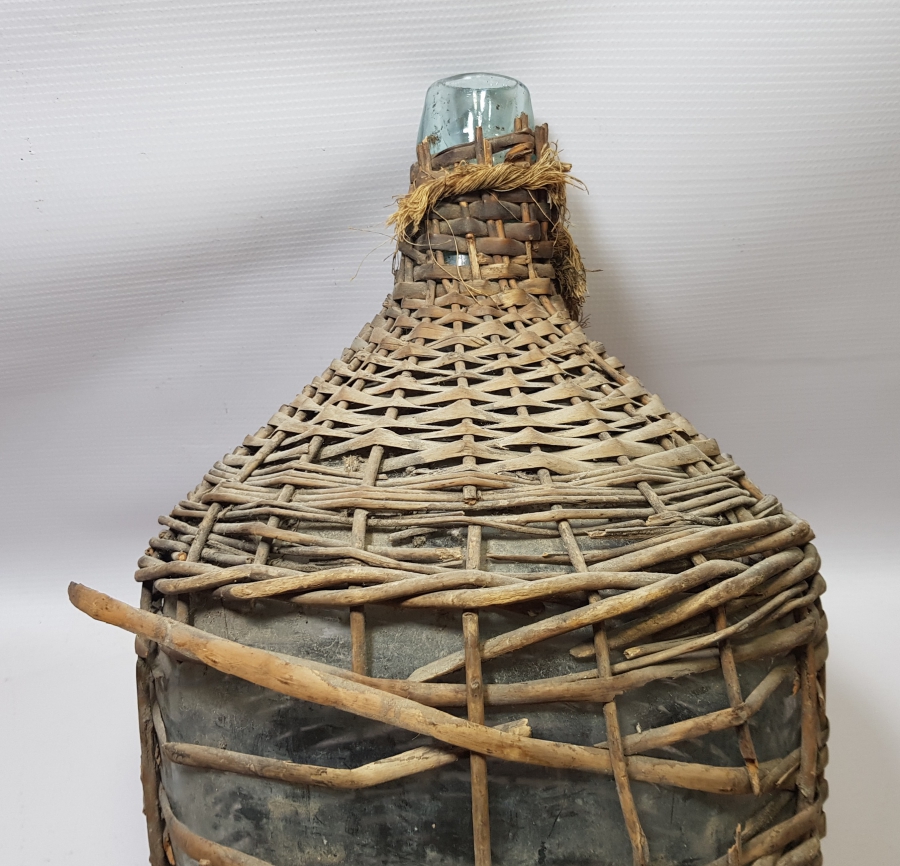 ORİJİNAL HASIRIYLA OSMANLI DÖNEMİ ZEYTİNYAĞI ŞİŞESİ