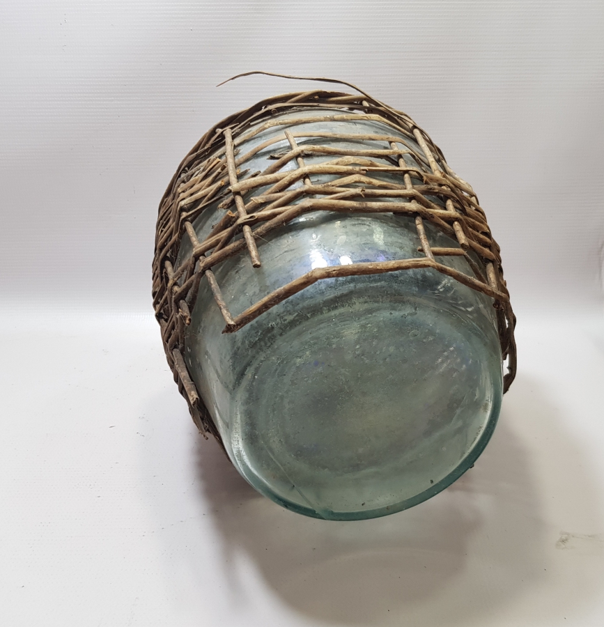 ORİJİNAL HASIRIYLA OSMANLI DÖNEMİ ZEYTİNYAĞI ŞİŞESİ